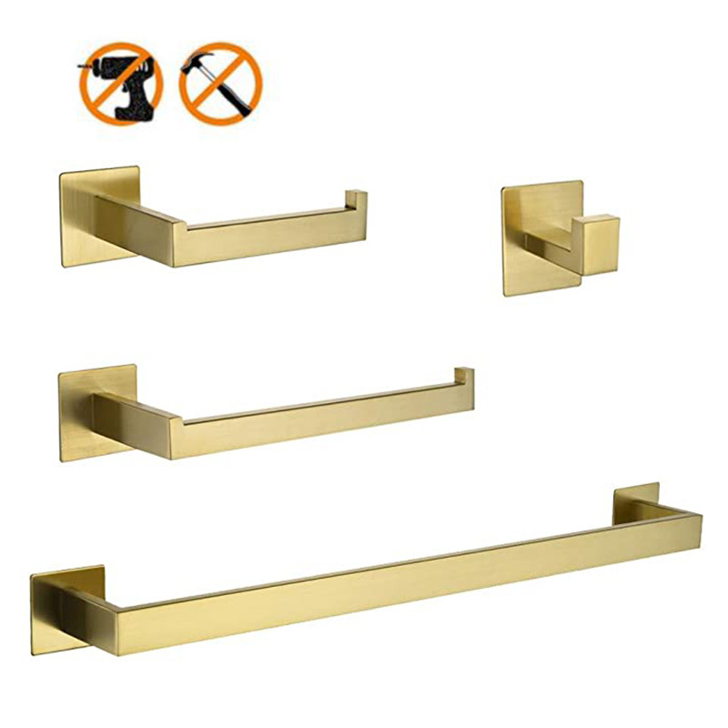 Home Bathroom Set - 304 Stainless Steel 4-Piece Gold Bathroom