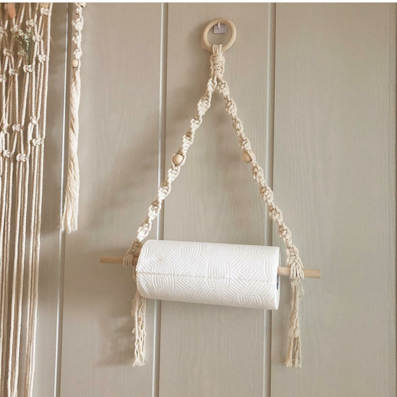 Home Center Bathroom Accessories - Macrame Paper Towel Holder Macrame Wall