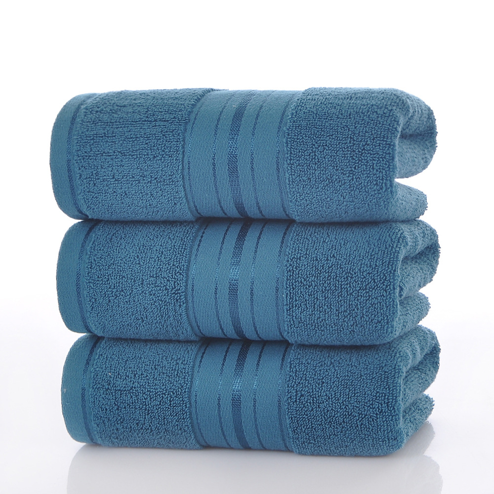 Home Bathroom Set - Blue Cotton Bathroom Towels Set -